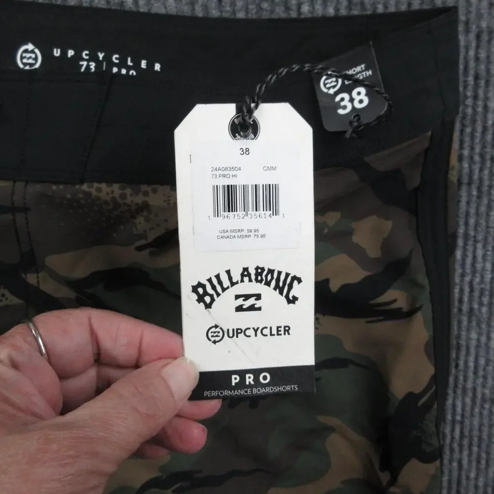 Billabong Swim Shorts Mens 38 Green Camo Board Shorts Quick Dry Back Pocket NWT